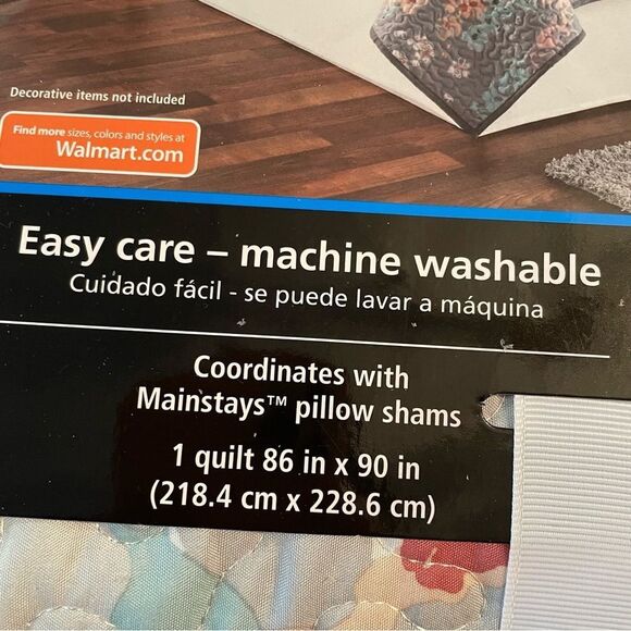 Pink Blush Grey Floral Queen Size Bed Quilt and Shams NEW Bedding - Picture 5 of 11